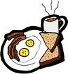 Eggs, Bacon and toast with Coffee
