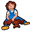 Girl Playing with Puppies Clipart