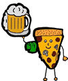 Pizza Server Carrying Beer Pitcher