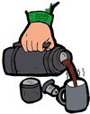 Hand Holding Thermos Pouring Hot Drink Clipart