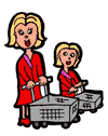 Mother & Daughter Shopping Clipart