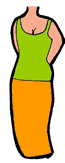Green Shirt with Orange Skirt