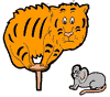Scared Tiger with Mouse