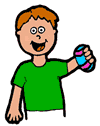 Boy Holding Painted Egg Clipart