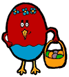 Painted Easter Egg Carrying Basket Full of Painted Eggs Clipart