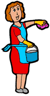 Woman Cleaning with Bucket & Cloth