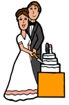 Bride & Groom Cutting Cake Clipart
