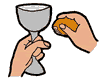 Hands Holding Wine Glass & Bread Clipart