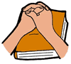 Hands Folded in Prayer on Bible Clipart