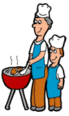 Father & Son Cooking on a Barbeque