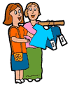 Girls Shopping for Clothes Clipart
