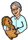 Senior Woman Holding Dog Clipart
