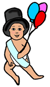Baby Holding Balloons Clipart