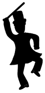 Silhouette Top Hat Dancer with Cane Clipart