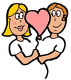 Male & Female Holding Heart Balloon Clipart
