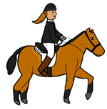 Equestrian Riding a Bay Horse