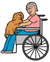 Senior in Wheelchair with Dog Clipart