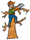 Cutting Branch with Chainsaw