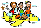 Family Riding on Plane Clipart