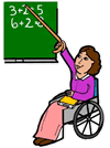 Teacher Teaching with Cane in Wheelchair Clipart