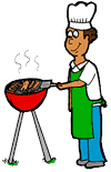 Man Barbecuing with Gas Grill