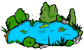 Pond with Fish Jumping Clipart