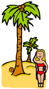 Relaxing Under Palm Tree on Beach Clipart