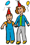Rollerskating Party with Balloons Clipart