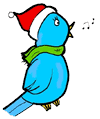 Bluebird Singing Wearing Santa Hat