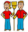 Man & Woman Holding Broom Clipart