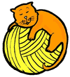 Cat Sleeping on Ball of Yarn Clipart