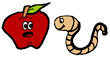 Scared Apple with Worm