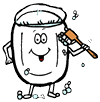 Hapy Soap in Shower Cap Scrubbing Up Clipart