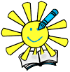 Crayon Sun Open Book Kid Art Clipart