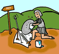 Roman Soldier Polishing Weapons Clipart