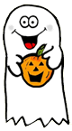 Happy Ghost Holding Pumpkin