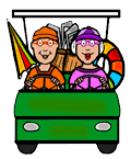 Golfers Heading to the Beach Clipart