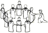 Monks in Circle Clipart