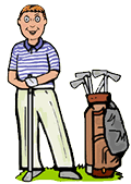 Golfer Beside Golf Bag