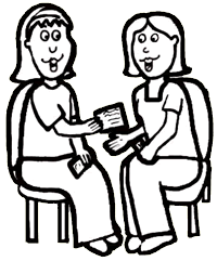 Women Exchanging Cards