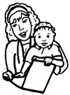 Reading to Toddler Clipart