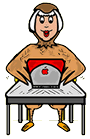 Woman in Turkey Suit Typing on Lap Top