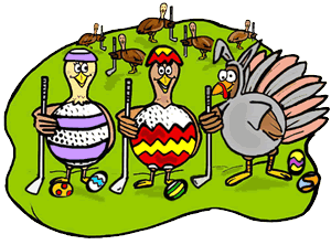Turkeys in Colorful Eggs & Dressed Like Bunny
