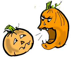 Angry Pumpkins Scaring Little Pumpkin