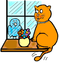 Cat Looking at Bird Through Window