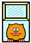 Happy Cat in Window Clip Art