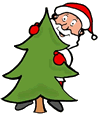 Santa Behind Tree