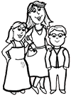 Stylish Mother with Children Shopping Clipart