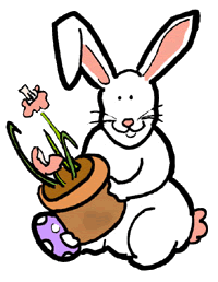 Bunny Holding Tulip Flower Pot