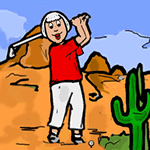 Golfer in Desert